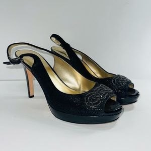 ANTONIO MELANI SIERRA EMBELLISHED PEEP TOE HEELS SIZE 9